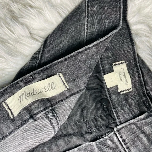 Madewell 9" High Rise Skinny Black Grey Jeans - Picture 2 of 3